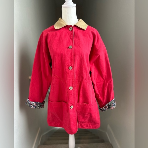 Woolrich Women’s Vintage Red Chore Coat Barn Jacket Size Medium - Picture 5 of 12